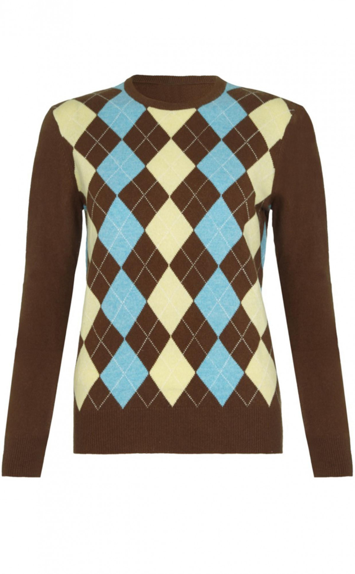 Ladies Cashmere Argyle Crew Neck Sweater | CLAN
