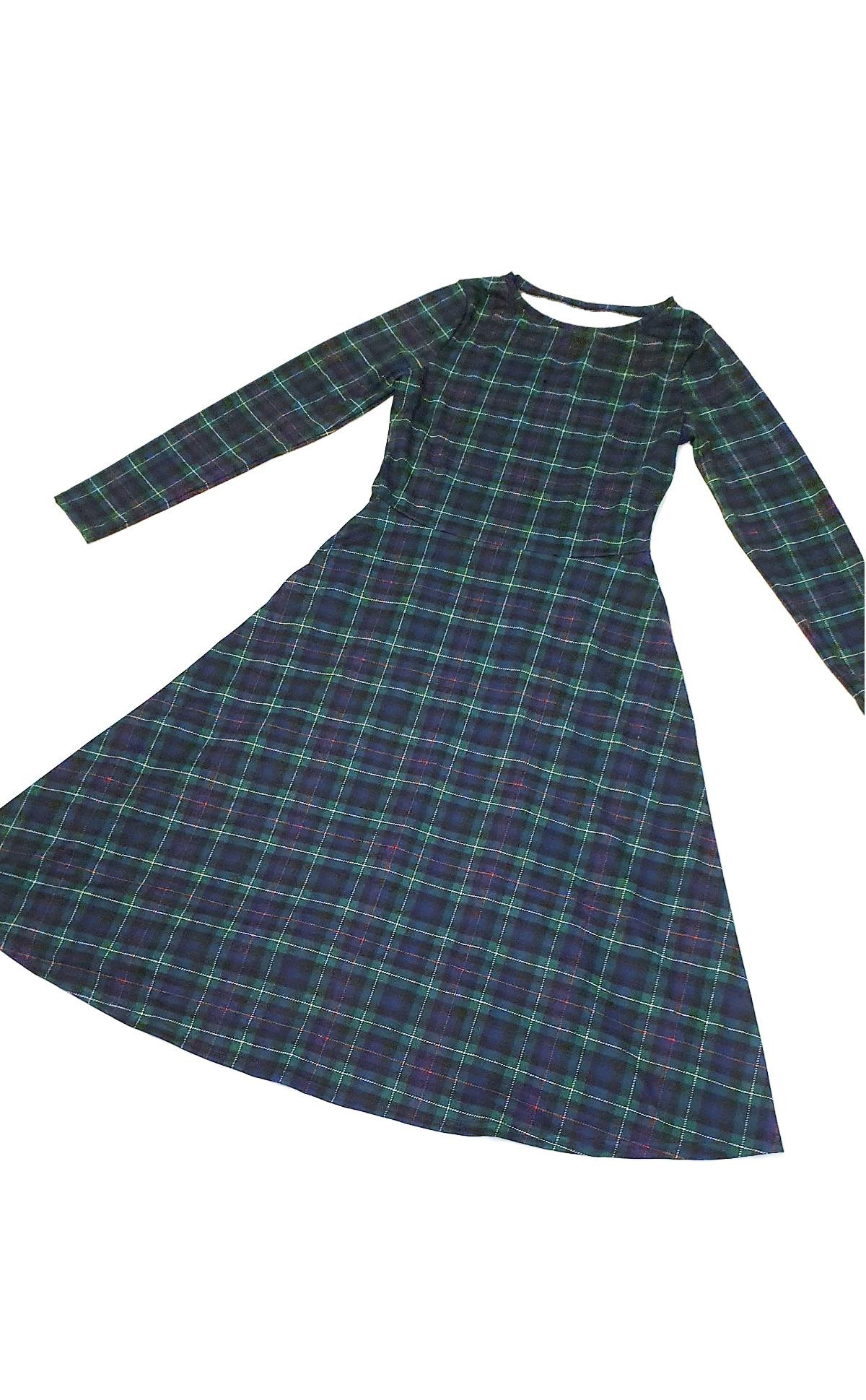 long sleeve tartan dress womens Tartan Wool maxi Dress, Plaid Wool Dress, Swing Wool Dress, Long Sleeve Wool Dress, Fit and Flare Dress, Custom Dress, Xiaolizi 4610