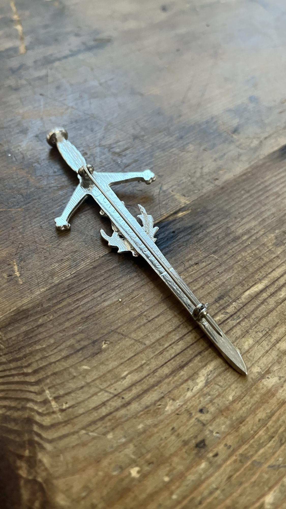 Kilt Fly Plaid Brooch Thistle Crest Antique 3\"/Scottish Fly Plaid Brooches/Pins