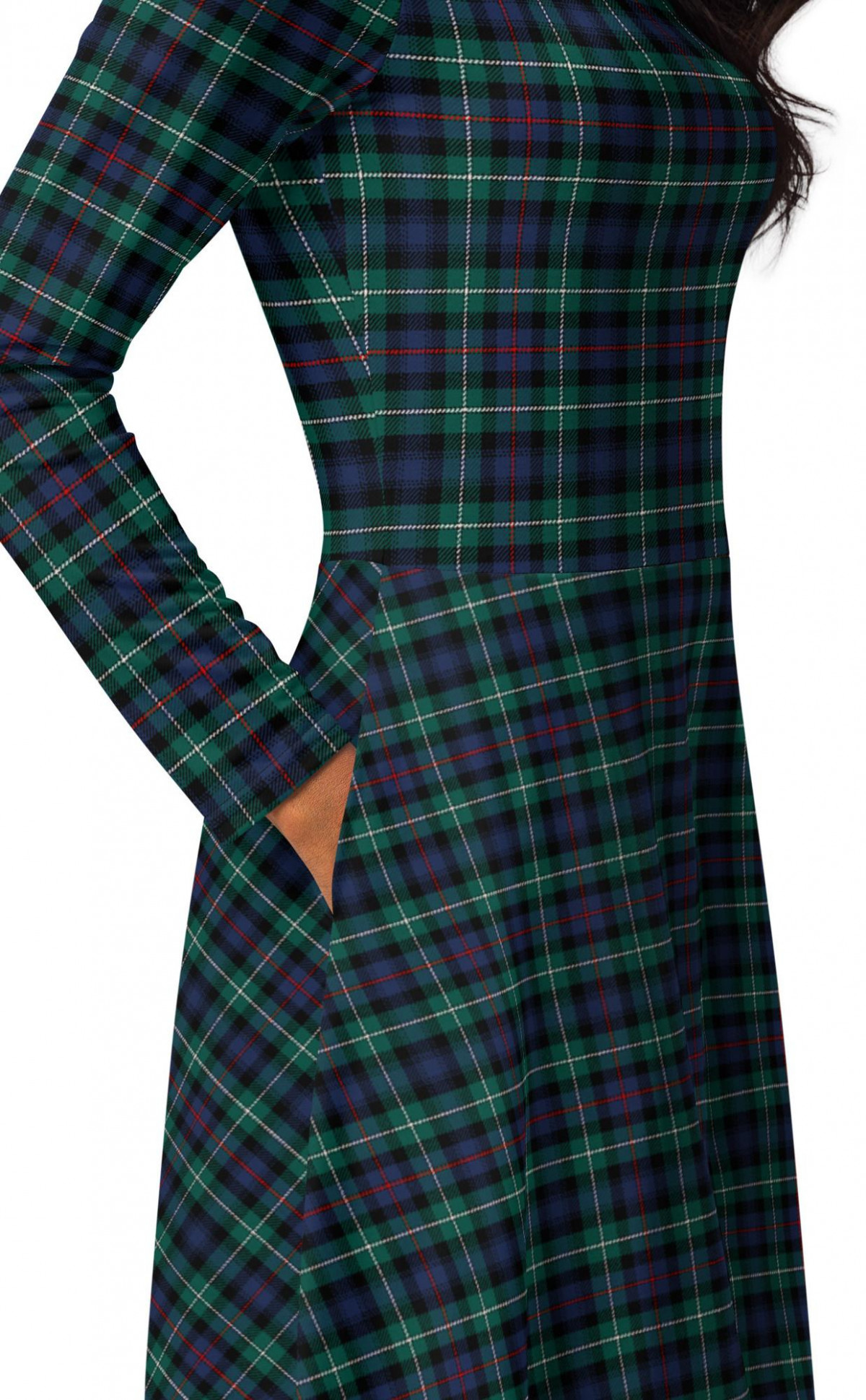long sleeve tartan dress womens Plaid Shift Dress with Elbow Length Sleeve (Troon)