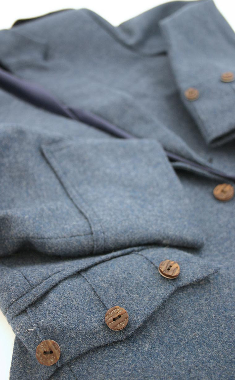 Blue Tweed Wool Fabric Argyll Jacket with Five Button main image 1