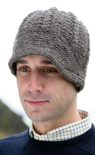 Gents Hand-Knitted Luxury Aran Peaked Cap, Gritstone | CLAN by Scotweb