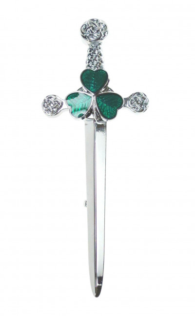 Green Shamrock Sword Kilt Pin | CLAN