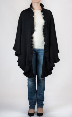 Knitted Cashmere Cape, frilled edge