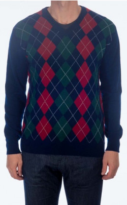 Gents Cashmere Argyle V‑Neck Sweater