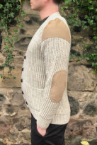 トップス British Made Knit Cardigan Elbow Patch Pioneer British Wool Cardigan Brown | Men's Knitwear | &SONS